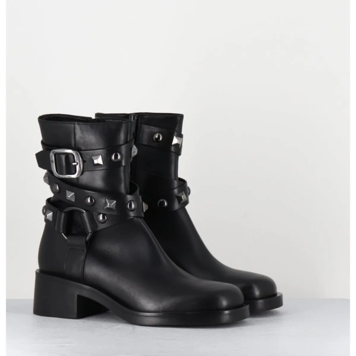 STRATEGIA Boots bikers tour de cheville clouté - A5459H24 TALCO NERO NOIR