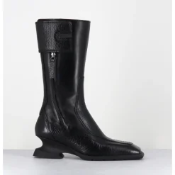 Hot MIISTA Boots bi-matière cuir talon destructuré - CORI BLACK BOOTS NOIR