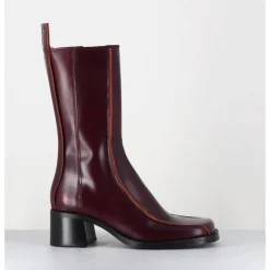 Online E8 BY MIISTA Boots bout carré x & surpiqûres orange - MARIELA BURGUNDY BOOTS BORDEAU