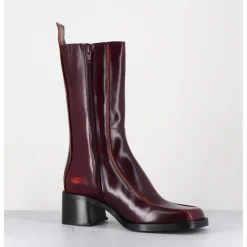 Online E8 BY MIISTA Boots bout carré x & surpiqûres orange - MARIELA BURGUNDY BOOTS BORDEAU