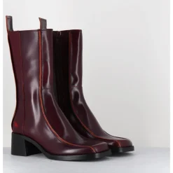 Online E8 BY MIISTA Boots bout carré x & surpiqûres orange - MARIELA BURGUNDY BOOTS BORDEAU