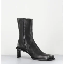 Best MIISTA Boots bout carré en cuir argent petit talon - BRENDA BRUSH METAL ANTHRACITE