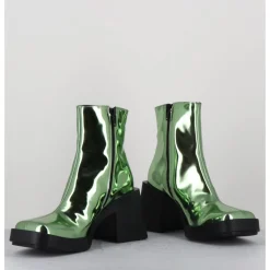 Outlet JUSTINE CLENQUET Boots bout carré miroir - MILLA METALLIC GREEN VERT