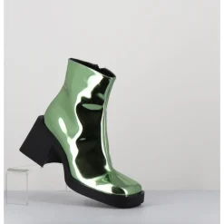 Outlet JUSTINE CLENQUET Boots bout carré miroir - MILLA METALLIC GREEN VERT