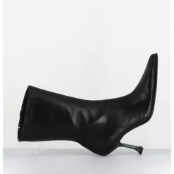 MIISTA Boots bout poinntu en cuir & talon plexi - MARCELA BLACK BOOTS NOIR