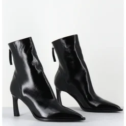 Outlet HALMANERA Boots bout pointu à talon haut en cuir - ULA26 GLAZE NERO NOIR