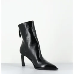 Outlet HALMANERA Boots bout pointu à talon haut en cuir - ULA26 GLAZE NERO NOIR