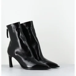 Outlet HALMANERA Boots bout pointu à talon haut en cuir - ULA26 GLAZE NERO NOIR