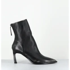 Clearance HALMANERA Boots bout pointu à talon en cuir anthracite brossé - ULA26 NIGER SHADE NOIR