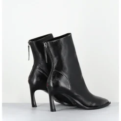 Clearance HALMANERA Boots bout pointu à talon en cuir anthracite brossé - ULA26 NIGER SHADE NOIR