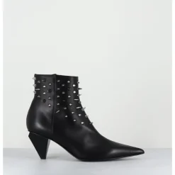 Outlet AGL Boots bout pointu en cuir à clous - KNIFE STUDS NERO NOIR
