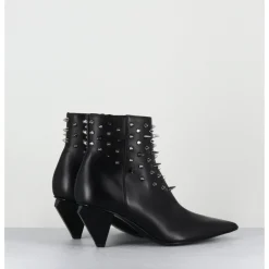 Outlet AGL Boots bout pointu en cuir à clous - KNIFE STUDS NERO NOIR