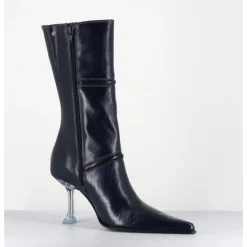 Sale MIISTA Boots bout pointu en cuir & talon plexi - SANDER NAVY BOOTS BLEU