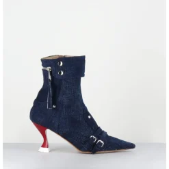 Discount STRATEGIA Boots bout pointu en jean & talon rouge - A5404 LOVELY NK JEANS
