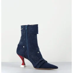 Discount STRATEGIA Boots bout pointu en jean & talon rouge - A5404 LOVELY NK JEANS