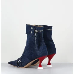Discount STRATEGIA Boots bout pointu en jean & talon rouge - A5404 LOVELY NK JEANS