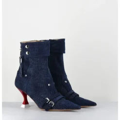 Discount STRATEGIA Boots bout pointu en jean & talon rouge - A5404 LOVELY NK JEANS