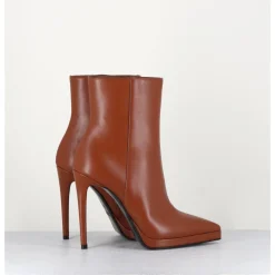 Clearance GARRICE LAB Boots bout pointu talon haut en cuir caramel - SAFRA LUGGAGE CAMEL