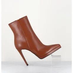 Clearance GARRICE LAB Boots bout pointu talon haut en cuir caramel - SAFRA LUGGAGE CAMEL