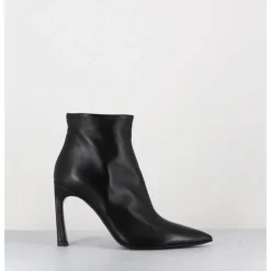 Clearance HALMANERA Boots bout pointu talon haut cuir - VEVA05 BARON NERO NOIR