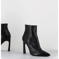Clearance HALMANERA Boots bout pointu talon haut cuir - VEVA05 BARON NERO NOIR
