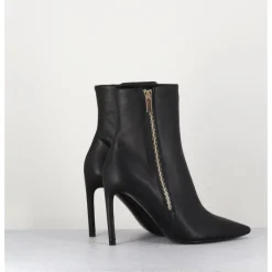 Hot DEL CARLO Boots bout pointu zip latéral - 11432 MERLOT NERO NOIR