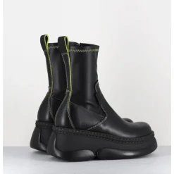 Outlet E8 BY MIISTA Boots bubble compensées en cuir stretch - KATTRIN BLACK BOOTS NOIR