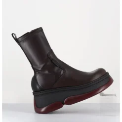 Clearance E8 BY MIISTA Boots bubble compensées en cuir stretch - KATTRIN BROWN BOOTS MARRON