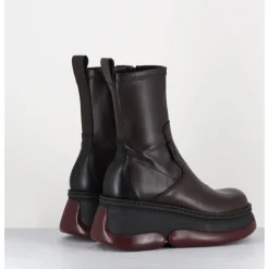 Clearance E8 BY MIISTA Boots bubble compensées en cuir stretch - KATTRIN BROWN BOOTS MARRON