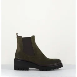 Best GARRICE LAB Boots chelsea en daim kaki & semelle micro - BRADI OIL MILITARE