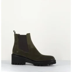 Best GARRICE LAB Boots chelsea en daim kaki & semelle micro - BRADI OIL MILITARE