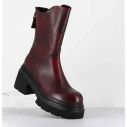 Hot ELENA IACHI Boots chunky en cuir vieilli bordeaux - E3733 BETA BERRY ROUGE