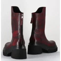 Hot ELENA IACHI Boots chunky en cuir vieilli bordeaux - E3733 BETA BERRY ROUGE
