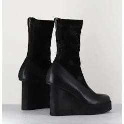 Online SORT AARHUS Boots compensées cuir & talon déstructuré - 3785 GAS NERO NOIR