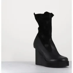 Online SORT AARHUS Boots compensées cuir & talon déstructuré - 3785 GAS NERO NOIR