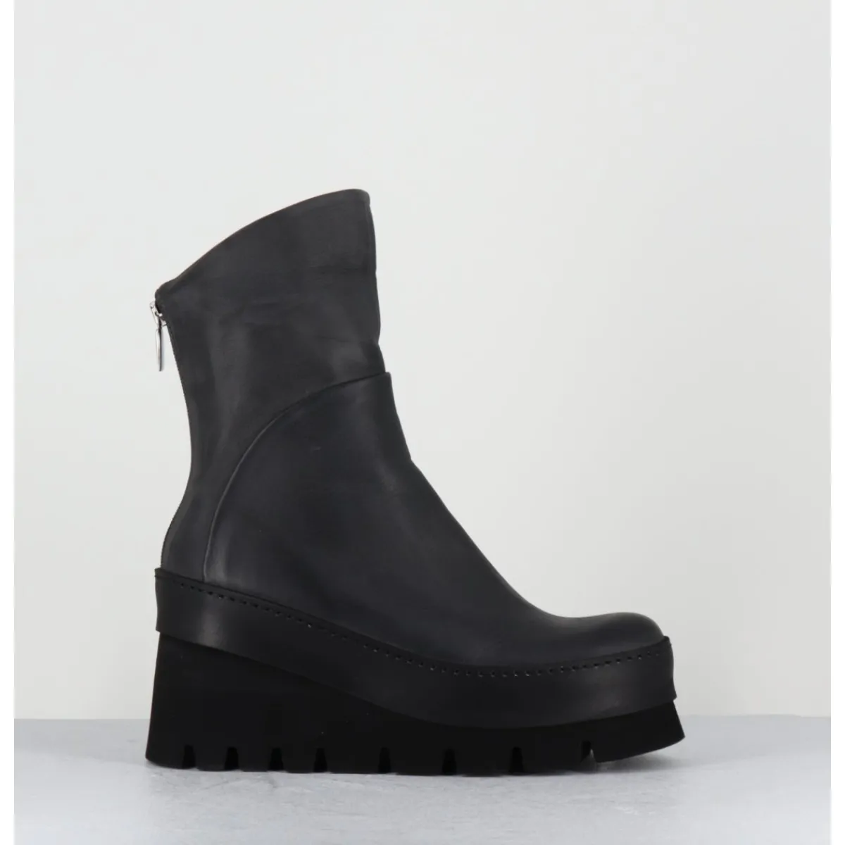 Clearance LOFINA Boots compensées déstructurée en cuir anthracite - 4562 GAS LONDRA GRIS