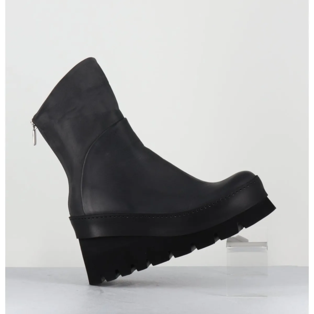 Clearance LOFINA Boots compensées déstructurée en cuir anthracite - 4562 GAS LONDRA GRIS