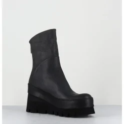 Clearance LOFINA Boots compensées déstructurée en cuir anthracite - 4562 GAS LONDRA GRIS