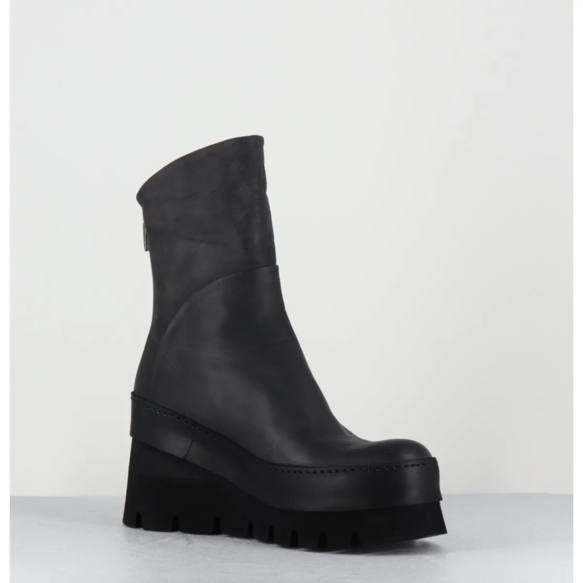 Clearance LOFINA Boots compensées déstructurée en cuir anthracite - 4562 GAS LONDRA GRIS