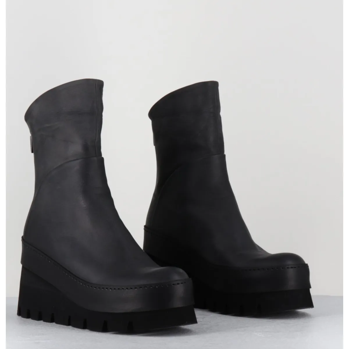 Clearance LOFINA Boots compensées déstructurée en cuir anthracite - 4562 GAS LONDRA GRIS
