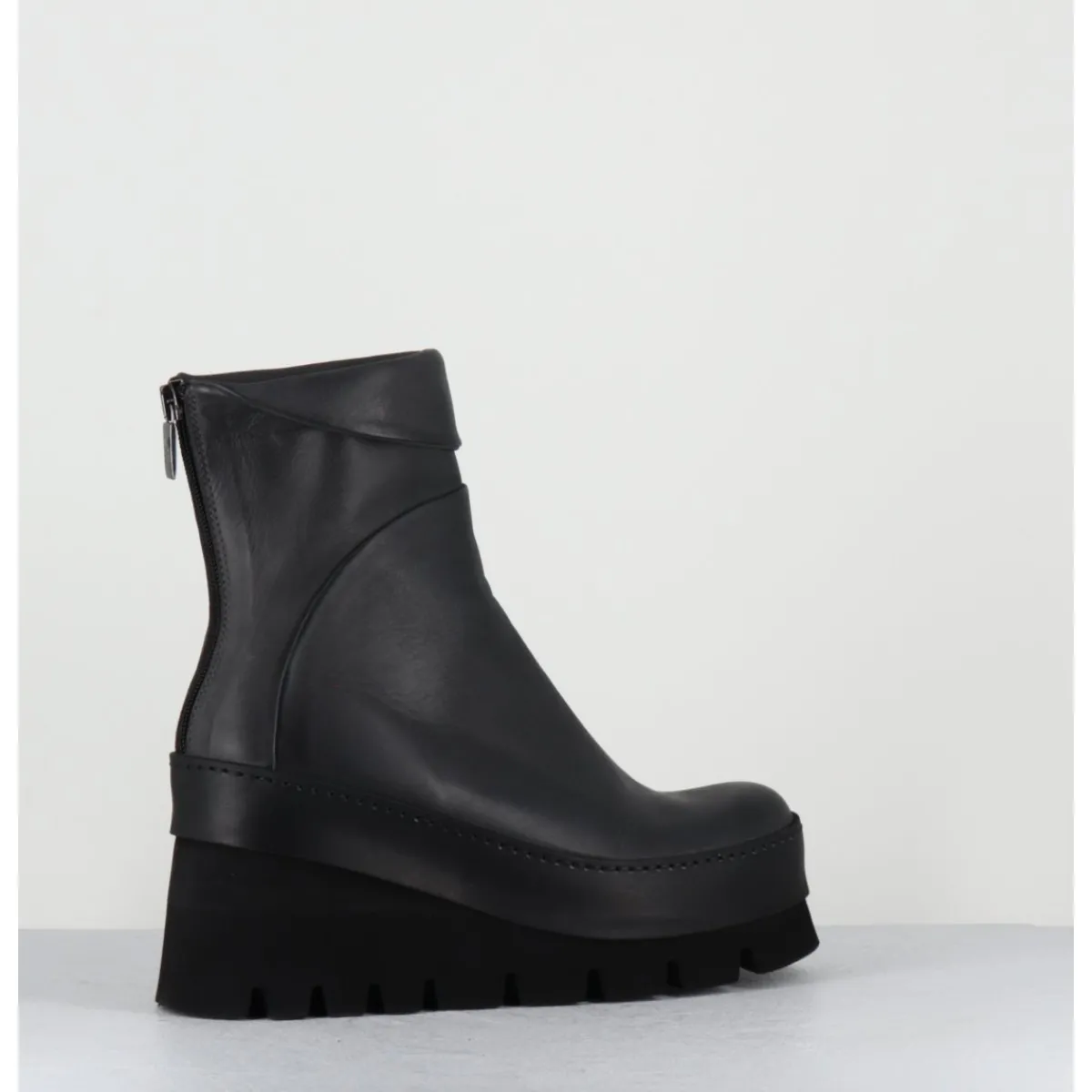 Clearance LOFINA Boots compensées déstructurée en cuir anthracite - 4562 GAS LONDRA GRIS