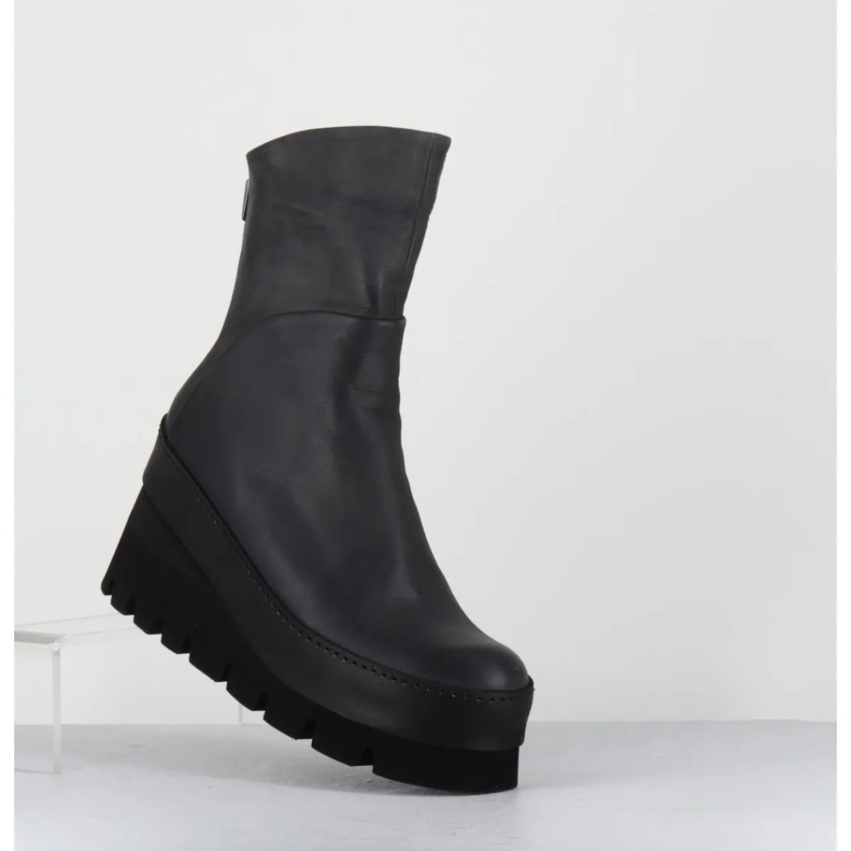 Clearance LOFINA Boots compensées déstructurée en cuir anthracite - 4562 GAS LONDRA GRIS