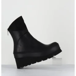 Hot LOFINA Boots compensées déstructurée en cuir - 4562 GAS NERO NOIR