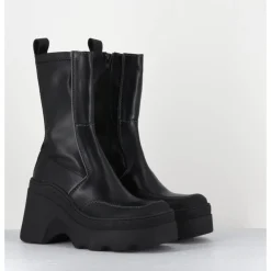 Hot E8 BY MIISTA Boots compensées en cuir stretch - DEANDRA BLACK BOOTS NOIR