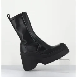 Hot E8 BY MIISTA Boots compensées en cuir stretch - DEANDRA BLACK BOOTS NOIR