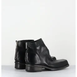 Clearance SHOTO Boots courtes en cuir lavé - 51617 HORSE WASHED NOIR