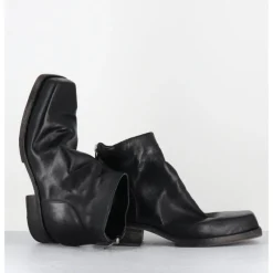 Clearance SHOTO Boots courtes en cuir lavé - 51617 HORSE WASHED NOIR