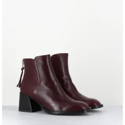 Hot MARA BINI Boots courtes en cuir souple x - W230427 SETA RUBINO BORDEAU