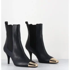 Clearance GARRICE LAB Boots cuir nuit pointe dorée - NAKO NAPPA DARK NAVY BLEU