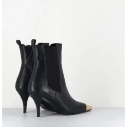 Clearance GARRICE LAB Boots cuir nuit pointe dorée - NAKO NAPPA DARK NAVY BLEU